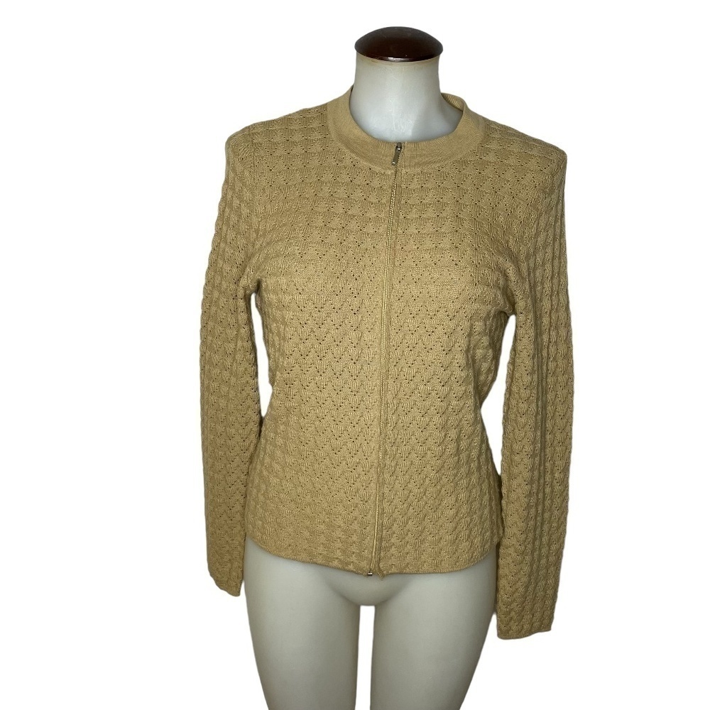 Textured Knit Zip Front Cardigan Sweater 🤍